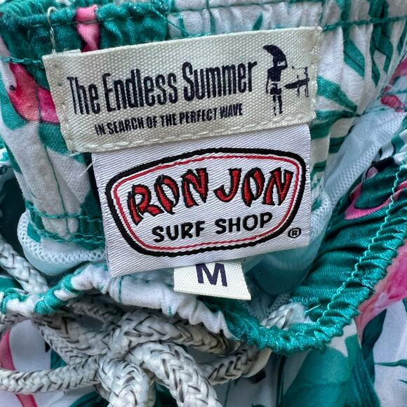 Endless Summer Ron Jon Flamingo Tropical Board Shorts Swim Suit Trunks Surf M - Picture 2 of 15